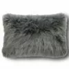B36 Rorik 12" x 18" Faux Fur Pillow Cover - Grey