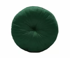 B36 Blumen Velvet Tufted Round Pillow - Dark Green