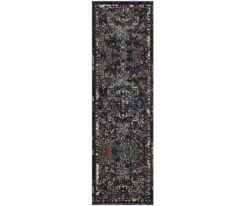 K01 Soiree Damascus Rug Runner - Indigo
