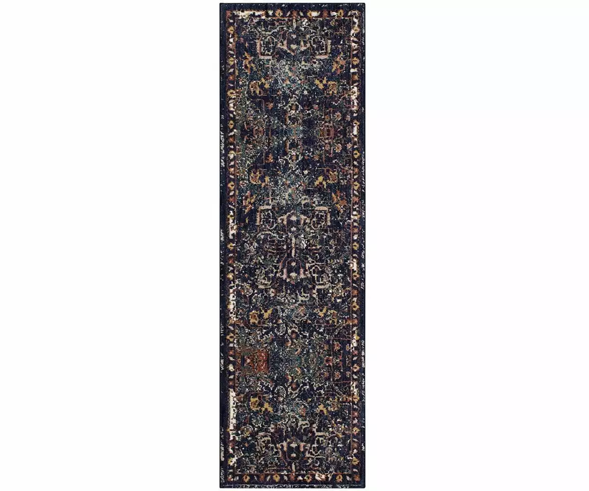 K01 Soiree Damascus Rug Runner - Indigo 1 K01 Soiree Damascus Rug Runner - Indigo