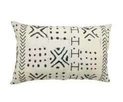 B36 Modern Mudcloth Lumbar Pillow Cover - White