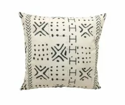 B36 Modern Mudcloth Pillow Cover - White