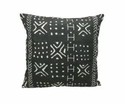 B36 Modern Mudcloth Pillow Cover - Black