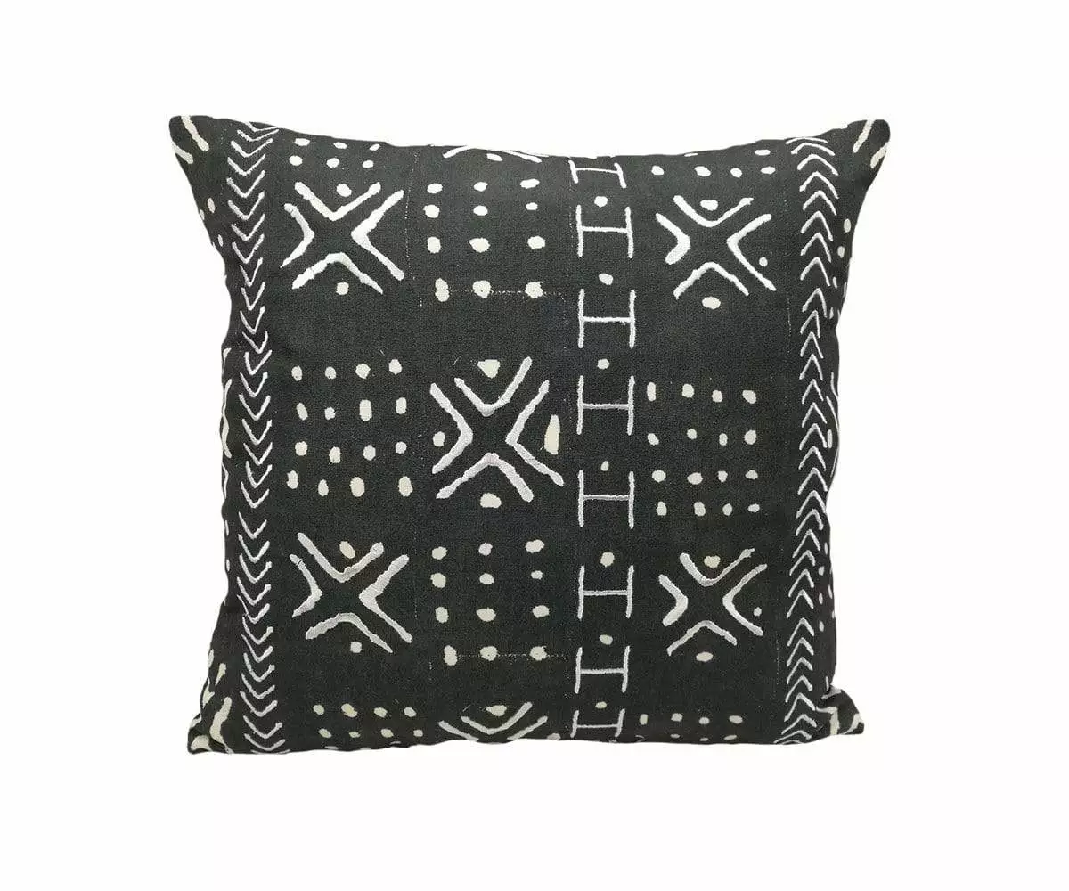 B36 Modern Mudcloth Pillow Cover - Black 1 B36 Modern Mudcloth Pillow Cover - Black