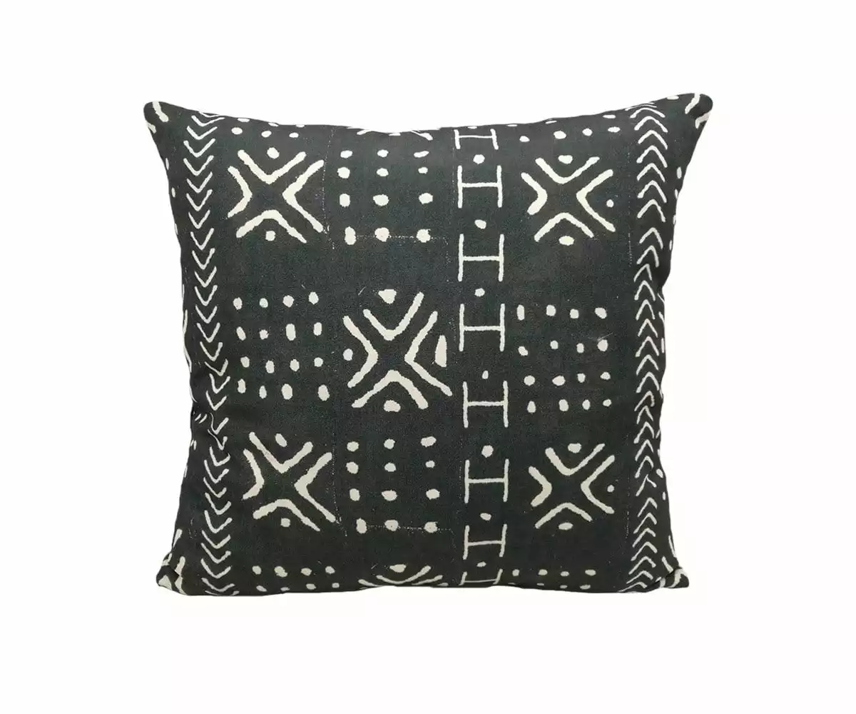 B36 Modern Mudcloth Pillow Cover - Black 2 B36 Modern Mudcloth Pillow Cover - Black - Image 2